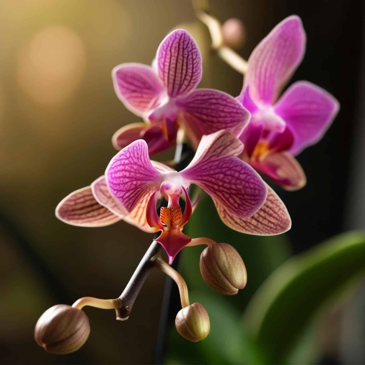 Orquídea Phalaenopsis com touceira, mostrando bulbos