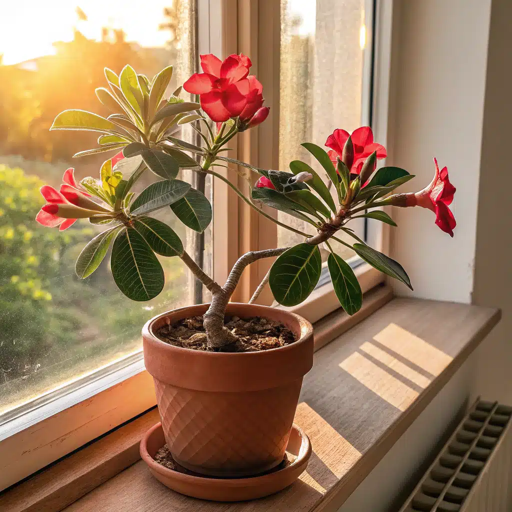 flor do deserto no vaso