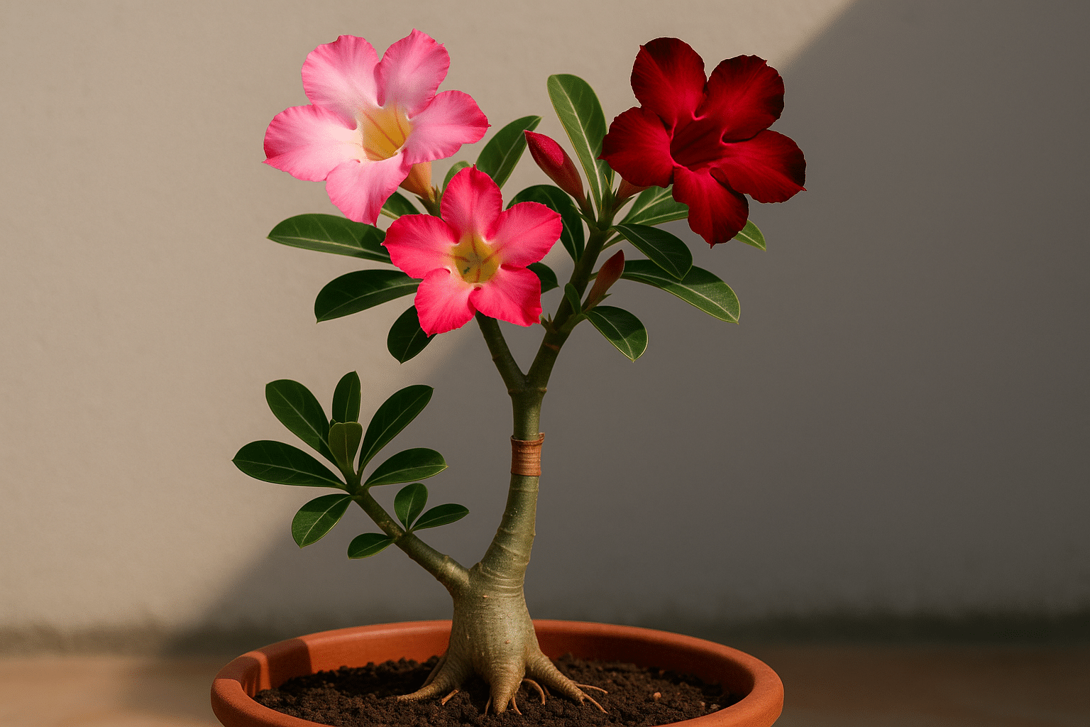 enxerto de rosa-do-deserto