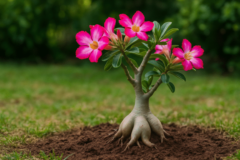 rosa do deserto no chão